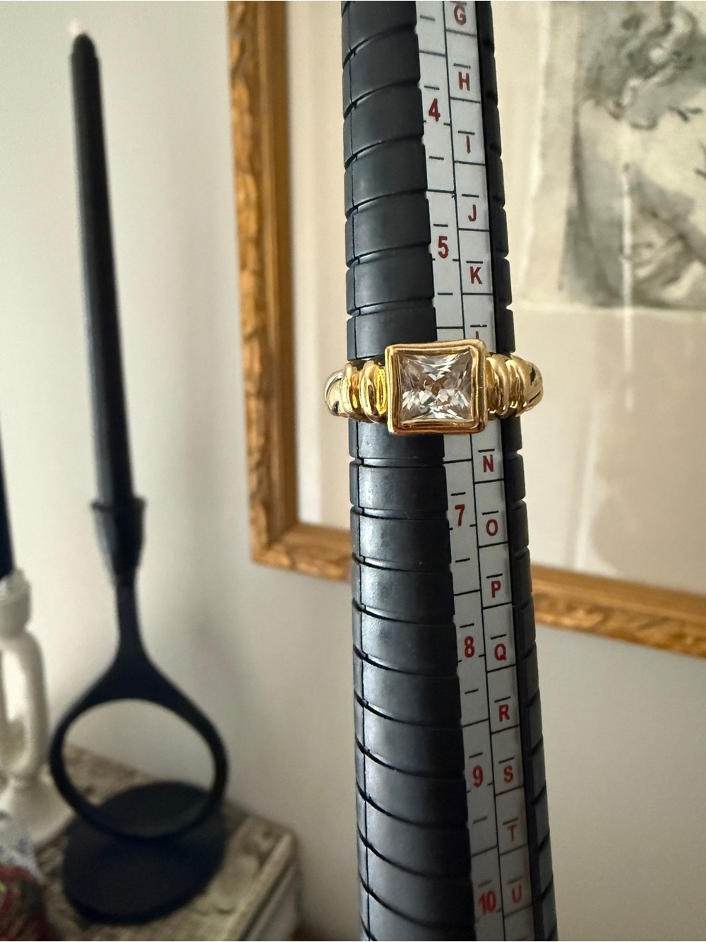 Gold-Tone Square-Cut Statement Ring Size 6